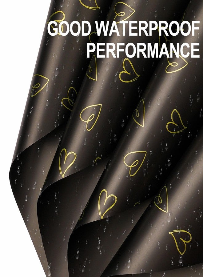 WRAPAHOLIC 20 Sheets Flower Wrapping Paper - 22.8 x 22.8 inch Black Love Design Water-Resistant Floral Bouquet Wrapping Paper, Florist Supplies Packaging for Wedding Birthday Gift DIY - Image 2